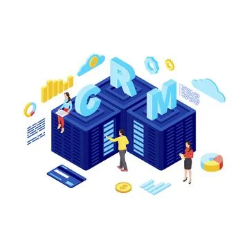 CRM hosting isometric vector illustration Stock Illustration