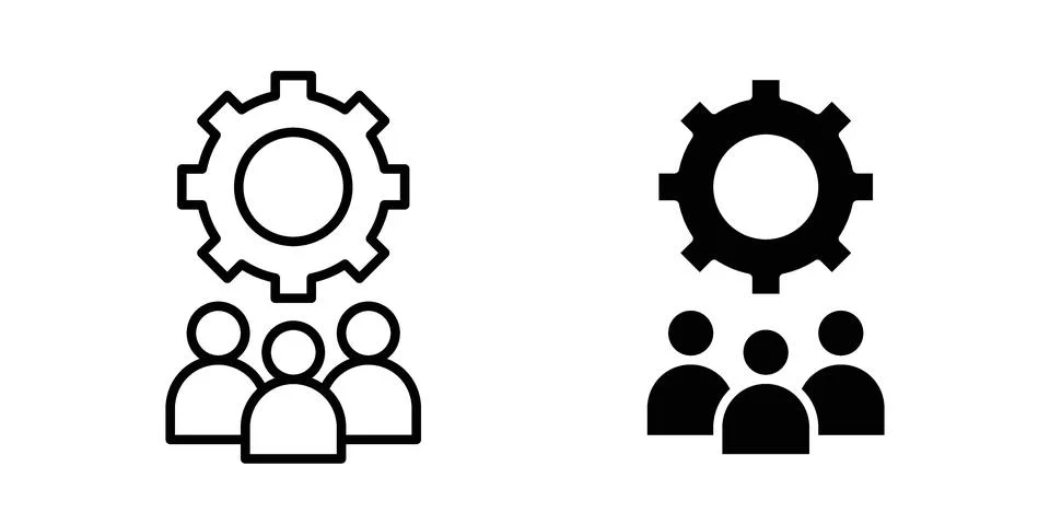 CRM icon black vector isolated on white Stock Illustration