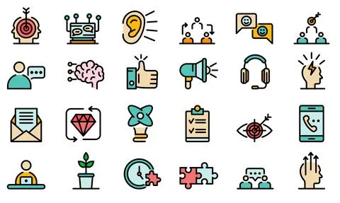 CRM icons vector flat Stock Illustration