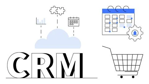 CRM Integration with Cloud, Analytics, and eCommerce Solutions Stockillustratie