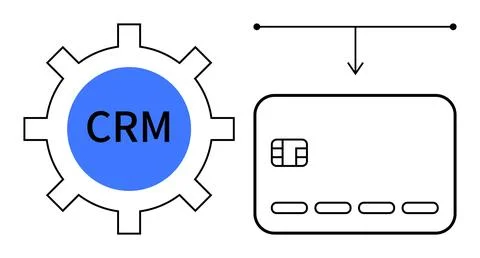 CRM Integration with Payment System Represented by Gear and Credit Card Vis.. Stock Illustration