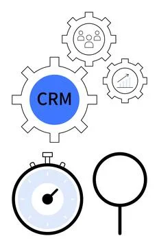 CRM Integration with Performance, Analysis, and Time Management for Busines.. 스톡 일러스트