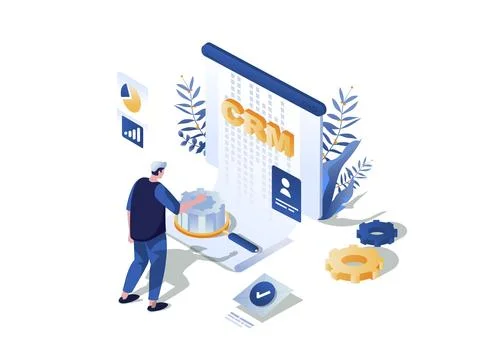 CRM Isometric Illustration Stock Illustration