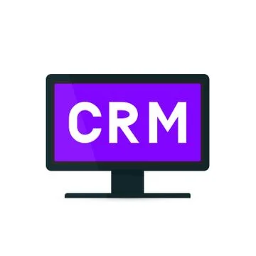 CRM lettering on the computer screen. Customer relationship management vector Stock Illustration