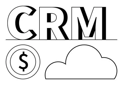 CRM letters above a cloud shape and dollar sign representing Customer Relatio Stock Illustration