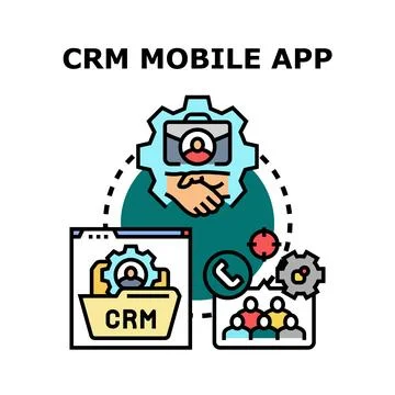 Crm mobile application optimizing customer relationship management concept Stock Illustration