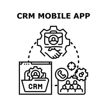 Crm mobile application optimizing customer relationship management concept Stock Illustration