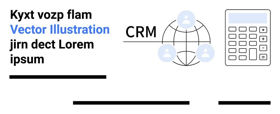 CRM Network with Calculator and Text Elements for Business Management Solutio Ilustración de archivo