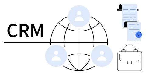 CRM Network with Connected Users and Business Elements Stock Illustration