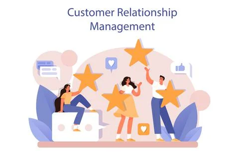 CRM or customer relationship management concept set. Client attracting Stock Illustration