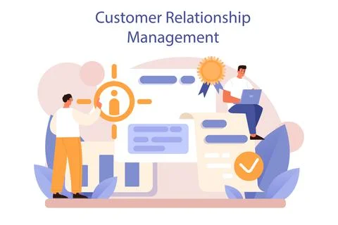 CRM or customer relationship management concept set. Client attracting Stock Illustration