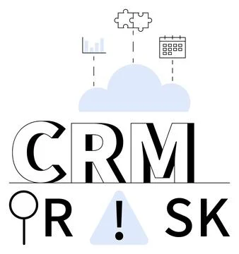 CRM Risk Management Concept with Cloud Computing, Data Analytics, Magnifyin.. Stock-Illustration