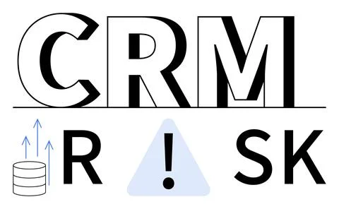 CRM Risk Management with Data Security and Warning Signs in Business Operatio Illustrazione stock