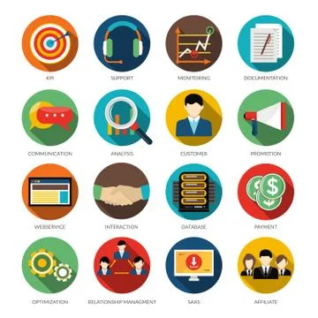 CRM Round Icons Set 库存插图