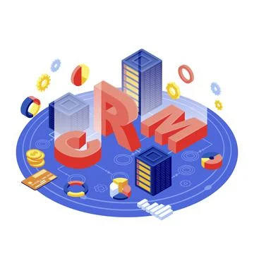 CRM server isometric vector illustration Stock Illustration