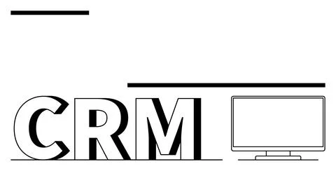 CRM software concept with bold letters and computer monitor outline, emphas.. 스톡 일러스트