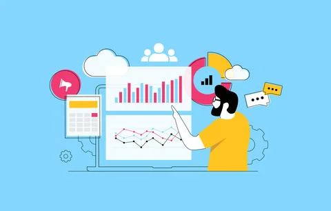 CRM software for managing leads, tracking customer data and automating sales Stock Illustration