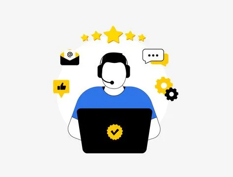 CRM software for seamless customer support communication - helpdesk, chat, phone Stock Illustration