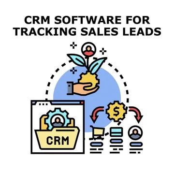Crm software tracking sales leads business growth Stock Illustration