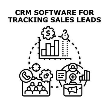 Crm software tracking sales leads management system イラスト素材