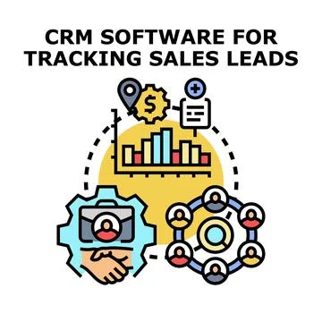 Crm software tracking sales leads strategy Stock Illustration