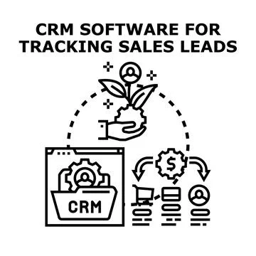 Crm software tracking sales leads business growth Stock Illustration