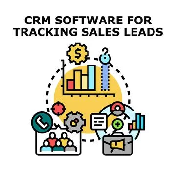 Crm software tracking sales leads management system Stock Illustration