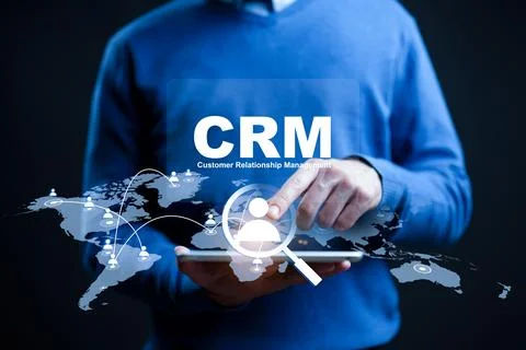 CRM software use for managing customer relations and data on a digital device Stock Photos