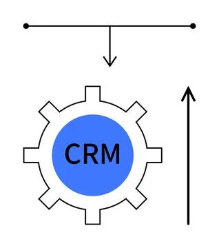 CRM Strategy Optimization Gear Integration and Process Flow with Arrows Stock Illustration