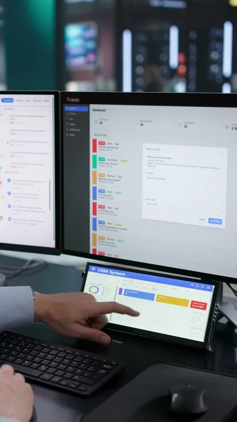 CRM System For Business: Using Software Stock Footage 326889096
