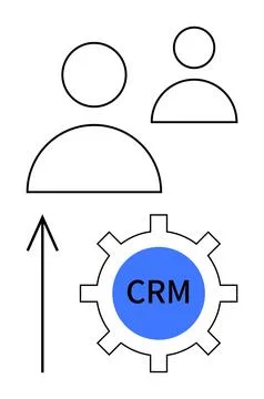CRM System Concept with User Icons, Arrow Indicating Growth, and Gear for P.. イラスト素材