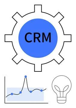 CRM System Gear with Data Analysis Graph and Innovation Lightbulb for Busin.. Stock Illustration