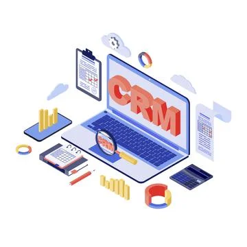 CRM system isometric vector illustration Stockillustratie
