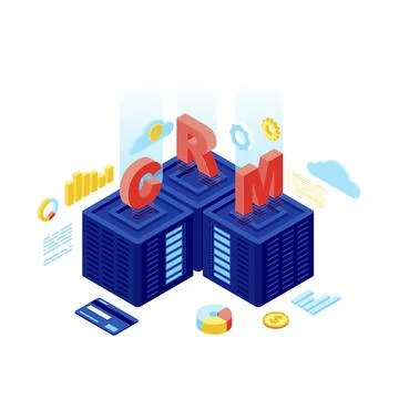 CRM system isometric vector illustration Stock Illustration