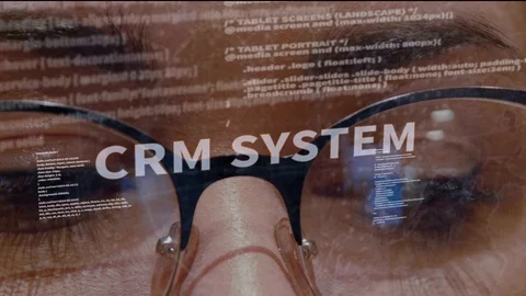 CRM system text on background of developer Stock Footage 105659813