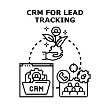 Crm system tracking leads for business growth Stock Illustration