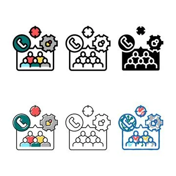 Crm target variations advertisement color icon vector Stock Illustration