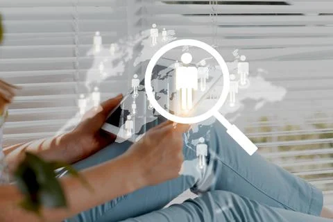 CRM tools help users manage customer interactions with mobile technology Stock Photos