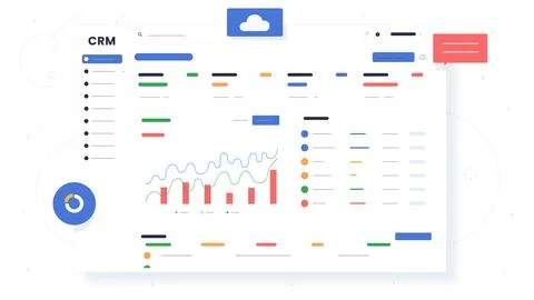 CRM website template vector concept Stock Illustration