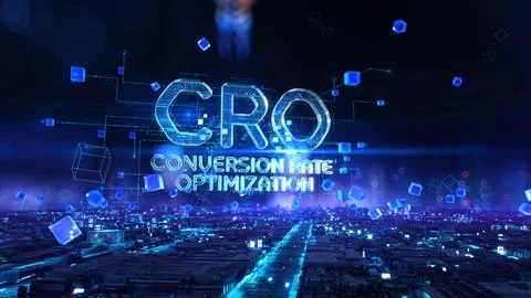 CRO Conversion Rate Optimization- businessman working with virtual reality at Stock Photos