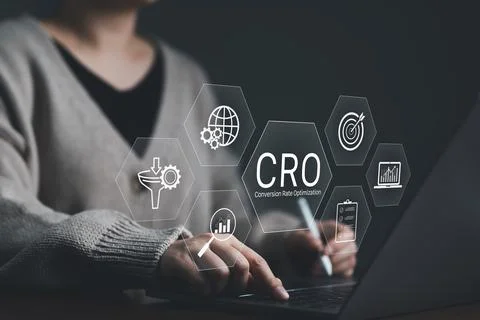 CRO, conversion rate optimization technology concept. Stock Photos