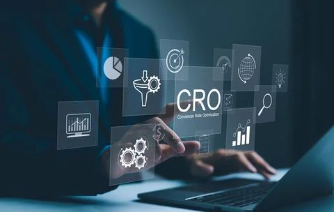 CRO, conversion rate optimization technology concept. Foto stock