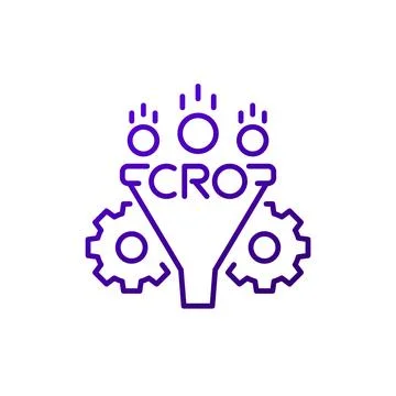 CRO line icon, Conversion rate optimization Illustrazione stock