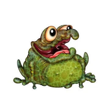 Croaking goggle-eyed toad. Illustration on white background. Illustrazione stock