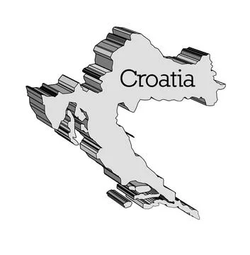 Croatia 3D Map Stock Illustration