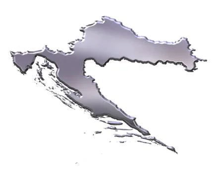 Croatia 3D Silver Map Stock Illustration