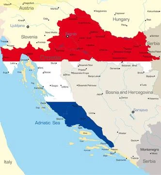 Croatia Abstract vector color map of Croatia country coloured by national ... Stock Photos