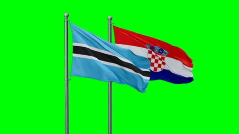 Croatia and Botswana two flags Stock Footage 294251674