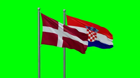 Croatia and Denmark two flags Stock Footage 290035067