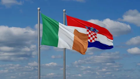 Croatia and Ireland two flags Stock Footage 280035314
